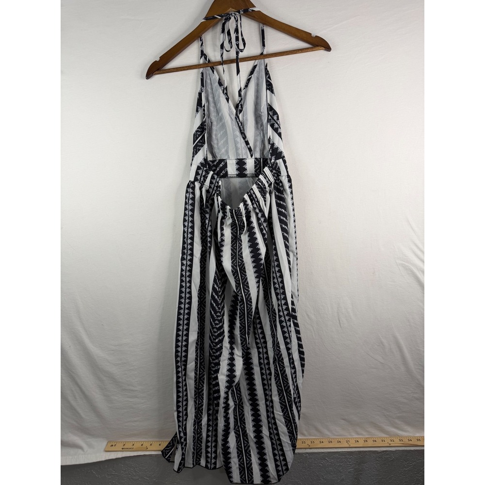 SHEIN Womens S Black White Excellent Halter Neck Tribal Striped dress - Picture 6 of 6